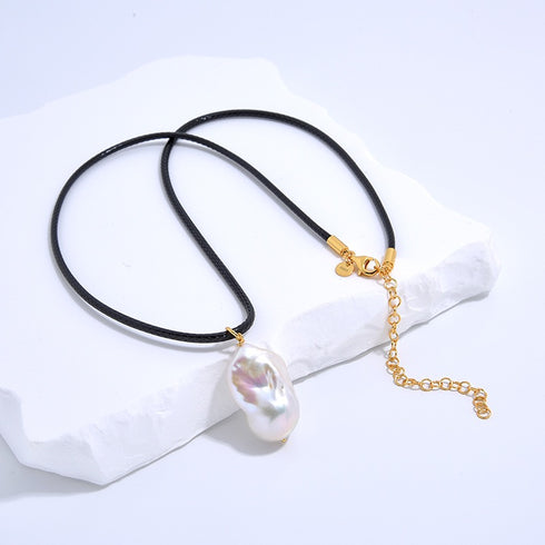 Baroque Pearl Leather Cord Necklace - House Of Pearls